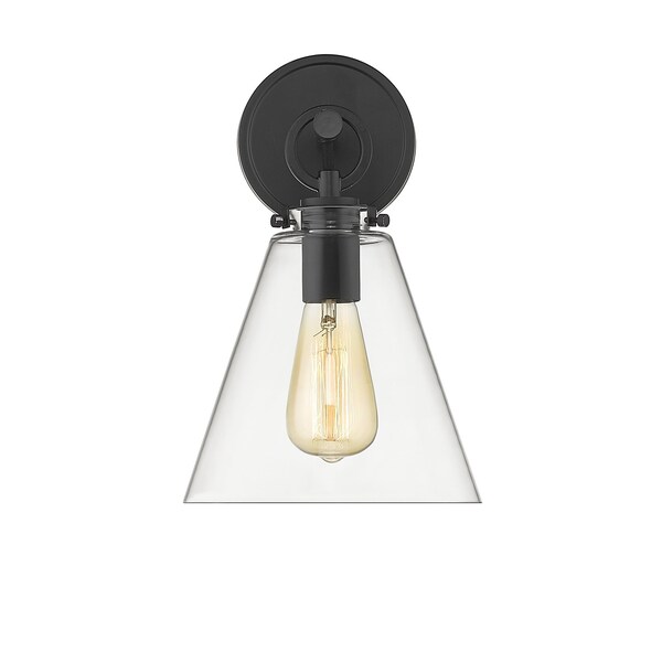 Harper 1 Light Wall Sconce, Matte Black & Clear